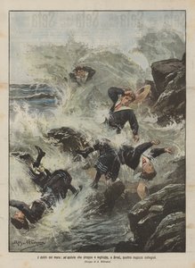 Die Verbrechen des Meeres, eine Welle reißt vier Schulmädchen in Brest mit und verschlingt sie