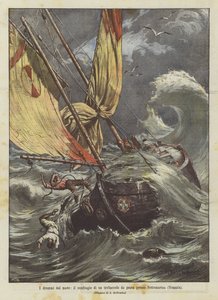 Die Dramen des Meeres, der Schiffbruch eines Fischkutters bei Sottomarina (Venedig)