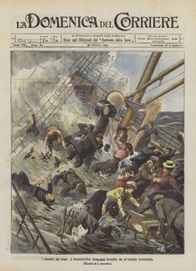 Die Dramen des Meeres, der Transatlantikliner Campania von einer gewaltigen Welle getroffen von Achille Beltrame