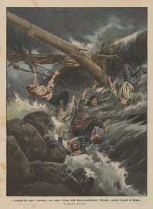 Die Dramen des Meeres, Schiffbruch des Fischerbootes Ricordo mit fünf Opfern in der Nähe des Hafens von Pesaro