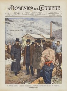 Der Herzog von Genua in Iselle, wo er die Arbeiten am Simplontunnel besuchte