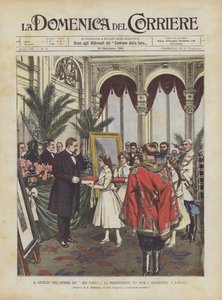 Das Jubiläum des Autors von Quo Vadis?, die Übergabe der Geschenke an Sienkiewicz in Warschau
