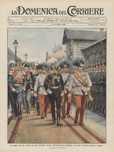 Das Jubiläum des ältesten Monarchen Europas, die Ankunft des Kaisers Wilhelm und aller von Achille Beltrame
