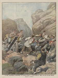 Der automobilistische Peking-Paris-Raid, Prinz Borghese und L. Barzini in ihrem Itala von Achille Beltrame