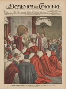 Das feierliche öffentliche Konsistorium, die Zeremonie zur Verleihung der Hüte an die neuen Kardinäle von Achille Beltrame