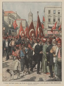 Der Sultan Abdul Hamid gewährt nach 32 Jahren die Verfassung erneut, Freudenbekundungen