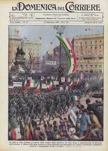 In allen Städten Italiens führten die Rückkehr der Truppen von den Manövern zu Demonstrationen von Achille Beltrame