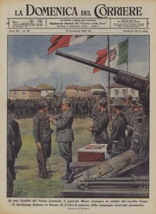 An einem Ort an der Ostfront übergibt General Messe den Soldaten des alten Korps...
