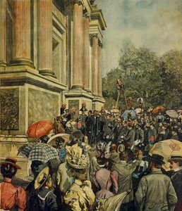 Eröffnung der ersten Internationalen Kunstausstellung in Venedig, von Achille Beltrame (1871-1945), aus La Domenica del Corriere, 30. April 1899