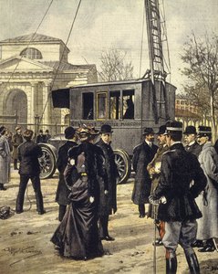 Der italienische Physiker Guglielmo Marconi nimmt an Experimenten mit der ersten mobilen Radiostation in Mailand teil, 30. Dezember von Achille Beltrame