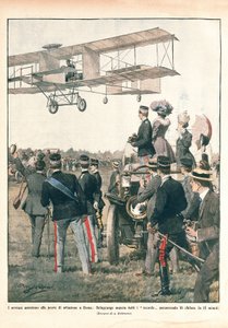 Italien, Der Flug von Leo Delagrange, La Domenica del Corriere von Achille Beltrame