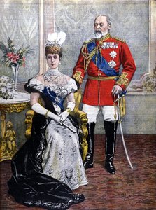 König Edward VII. von England (1841-1910) mit Königin Alexandra im Jahr 1902, Illustration von Achilles Beltrame
