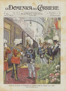 Die Ankunft von König Edward VII. von England am Bahnhof von Rom am Nachmittag des 27. April von Achille Beltrame