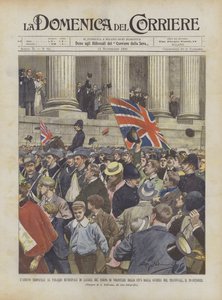 Der triumphale Einzug des Freiwilligenkorps der City aus dem Krieg ins Rathaus von London