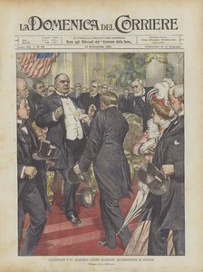Das Attentat eines Anarchisten auf Mackinley auf der Ausstellung in Buffalo von Achille Beltrame