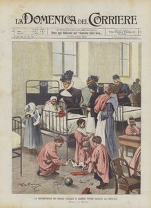 Die Verteilung der Weihnachtsgeschenke an arme kranke Kinder im Krankenhaus von Achille Beltrame