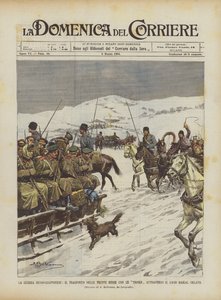 Der Russisch-Japanische Krieg, der Transport russischer Truppen mit Troikas über den gefrorenen Baikalsee