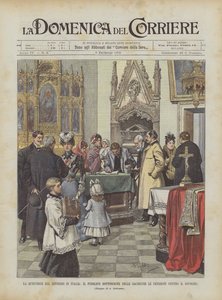 Die Scheidungsfrage in Italien, die Öffentlichkeit unterschreibt in den Sakristeien Petitionen gegen die Scheidung von Achille Beltrame