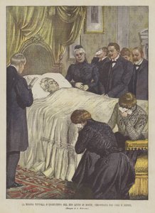 Königin Victoria von England auf ihrem Sterbebett, umgeben von ihren Kindern und Enkeln