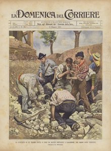 Der zufällige Fund eines Schatzes durch einige Bauern in Casaleone, im unteren Veroneser Land von Achille Beltrame