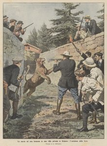 Die Jagd auf eine Löwin in einer Privatvilla in Brianza, die Tötung des Tieres von Achille Beltrame