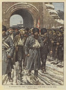 Die Kapitulation von Port Arthur, die russische Garnison ergibt sich mit militärischen Ehren von Achille Beltrame