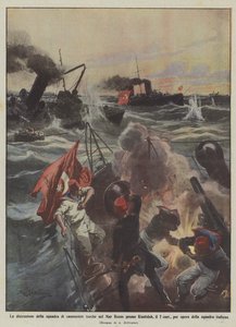 Die Zerstörung der türkischen Kanonenbootflotte im Roten Meer bei Kunfidah am 7. dieses Monats von Achille Beltrame