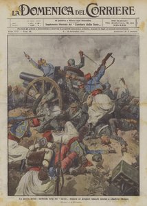 Der erbitterte Krieg, wütender Kampf zwischen französischen Turcos und deutschen Artilleristen um Charleroi (Belgien) von Achille Beltrame