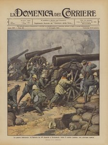 Der italienisch-türkische Krieg, die Batterie von 149 zerstreut in Bu-Kamech, nahe der tunesischen Grenze, eine feindliche Karawane