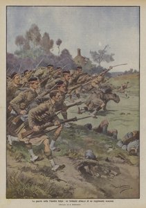 Der Krieg in Flandern, ein brillanter Angriff eines schottischen Regiments von Achille Beltrame