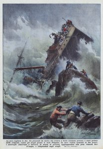 Das in zwei Teile geschnittene Schiff von Achille Beltrame