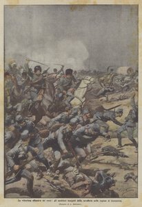 Die siegreiche Offensive der Russen, die Österreicher werden von der Kavallerie in der Region Czernowitz verfolgt