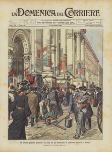 Die allgemeinen politischen Wahlen, der Kampf zwischen den Plakatklebern in Mailand von Achille Beltrame