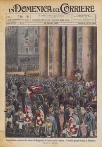 Die großartigen Ehrungen für den Leichnam von Margherita di Savoia in der Hauptstadt von Achille Beltrame