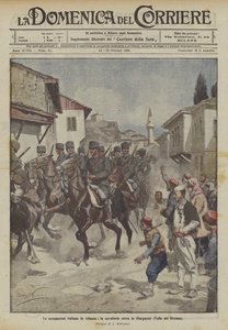 Die italienischen Besetzungen in Albanien, die Kavallerie zieht in Giorgucati (Drynos-Tal) ein