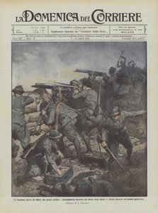 Die außergewöhnlichen Tapferkeitsproben unserer Soldaten, Maschinengewehre auf dem Rücken der Alpini getragen von Achille Beltrame
