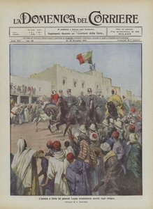 Der triumphale Einzug von General Lequio in Zavia, von den Einheimischen begeistert empfangen von Achille Beltrame