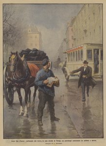 Glückliches Ende des Jahres, Kohlenhändler findet auf einer Straße in Paris eine Brieftasche mit anderthalb Millionen von Achille Beltrame