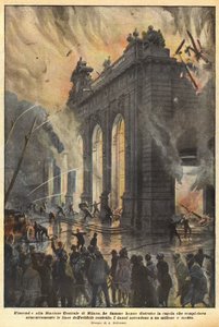Der Brand am Hauptbahnhof von Mailand von Achille Beltrame