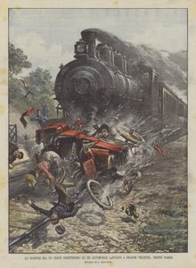 Der Zusammenstoß zwischen einem Schnellzug und einem Auto, das mit hoher Geschwindigkeit in der Nähe von Paris unterwegs war von Achille Beltrame