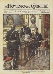 Der Zar Nikolaus II. unterzeichnet das Gesetz zur Verbesserung der Institutionen des Reiches von Achille Beltrame
