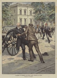 Ermordung des griechischen Ministerpräsidenten Delyannis in Athen von Achille Beltrame