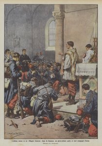 Die letzte Messe in einem französischen Dorf, nach der Zeremonie spricht ein Priester-Soldat zu seinen Kameraden von Achille Beltrame