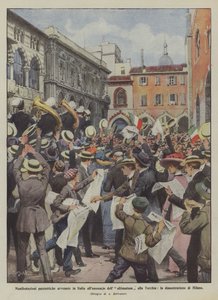Patriotische Demonstrationen in Italien nach der Ankündigung des Ultimatums an die Türkei, die Demonstration in Mailand von Achille Beltrame