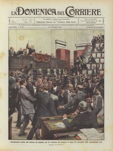Bewegte Sitzung im Abgeordnetenhaus zur Abstimmung über das Gesetzesprojekt zum Monopol von Achille Beltrame