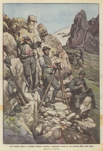 Im Trentino, während die österreichische Offensive sich entwickelt, optische Signale von einer von den Alpini verteidigten Position
