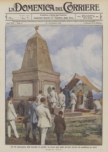 Zum 20. Jahrestag der Schlacht von Agordat, die Messe auf den Wällen des Forts vor dem Denkmal für die Gefallenen