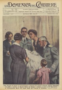 In der Residenz von Neapel, die Vorstellung des neugeborenen Prinzen Vittorio Emanuele vor den Souveränen