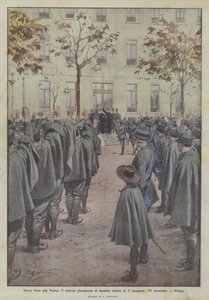 Neue Kräfte für das Vaterland, der feierliche Eid von zweitausend Rekruten der 3. Kategorie, am 11. November in Mailand von Achille Beltrame