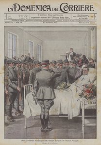 Ehre den Tapferen, die Verleihung der Silbermedaille an den Freiwilligen Meregalli von Achille Beltrame